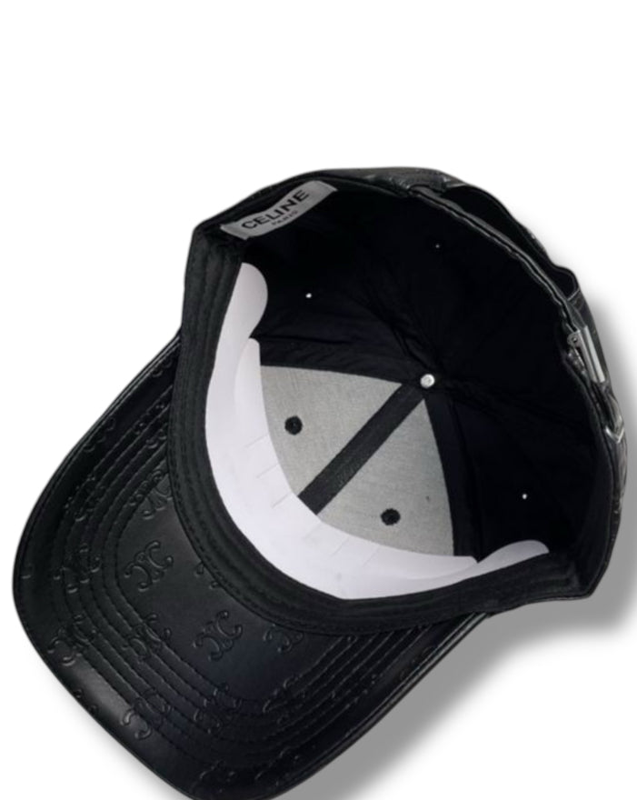 Black leather CC cap