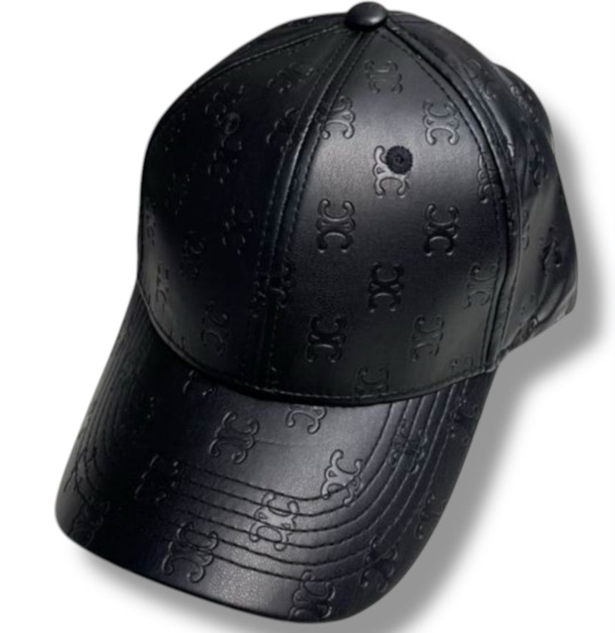 Black leather CC cap